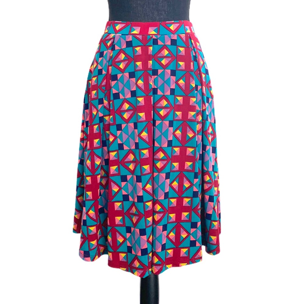 LULAROE New abstract print Azure skirt Small